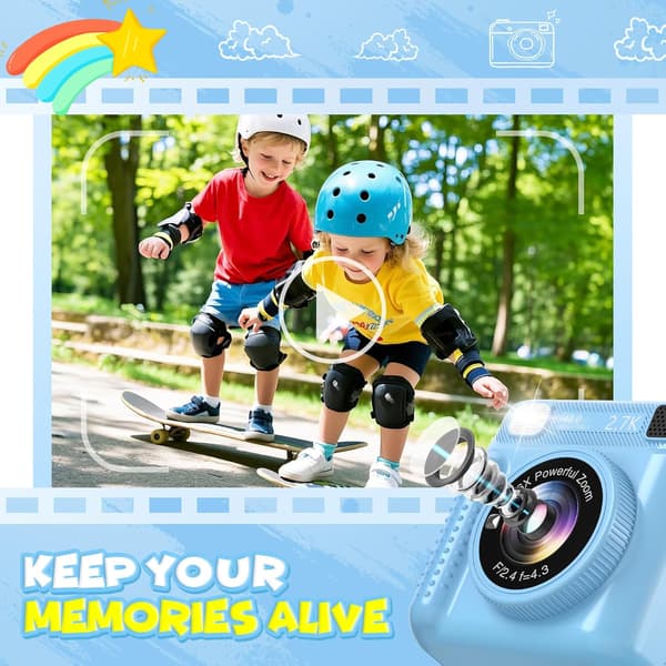 Instant Camera for Kids - Portable Kids Camera with HD Screen and Instant Print blå