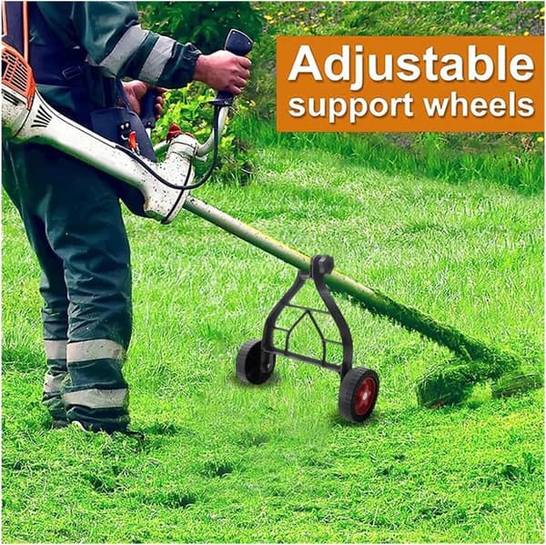 Trimmer Support Wheel Universal Lawn Mower Wheel with Bracket, Adjustable and Ergonomic Wheel System for Grass Trimmer and Edger