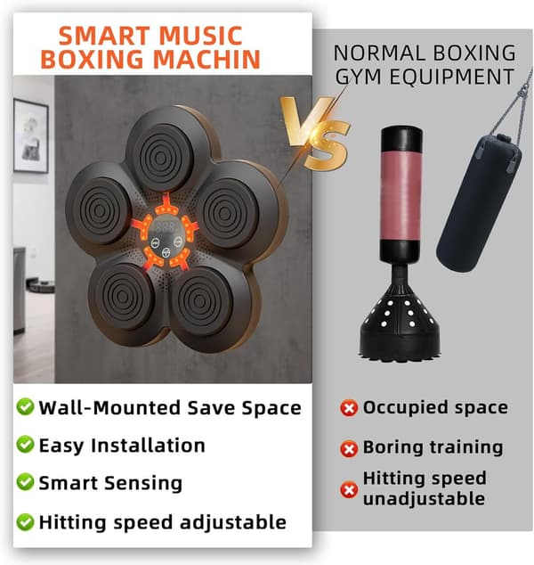 Smart Music Boxing Machine - Smart Electric Boxing Trainer with Speaker Black SZ2