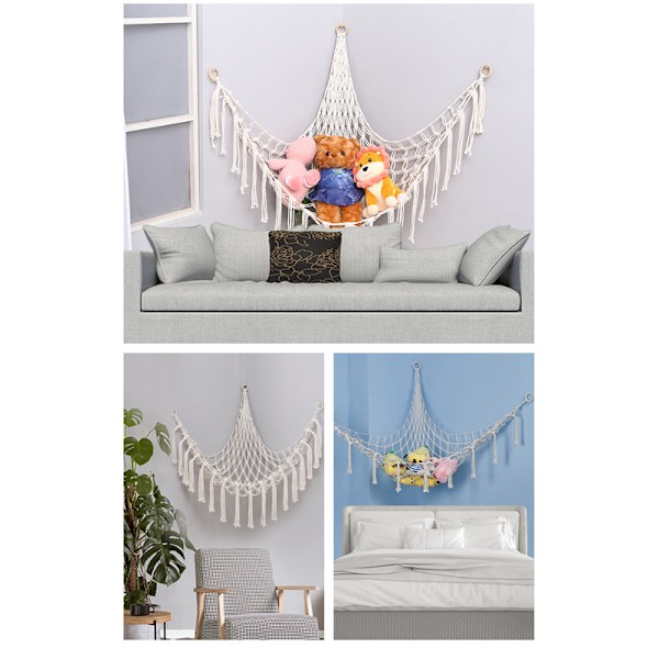 Boho Macramé Net/Hammock for Stuffed Animals - Hammocks, Storage Nets, Hanging Toy Organizer