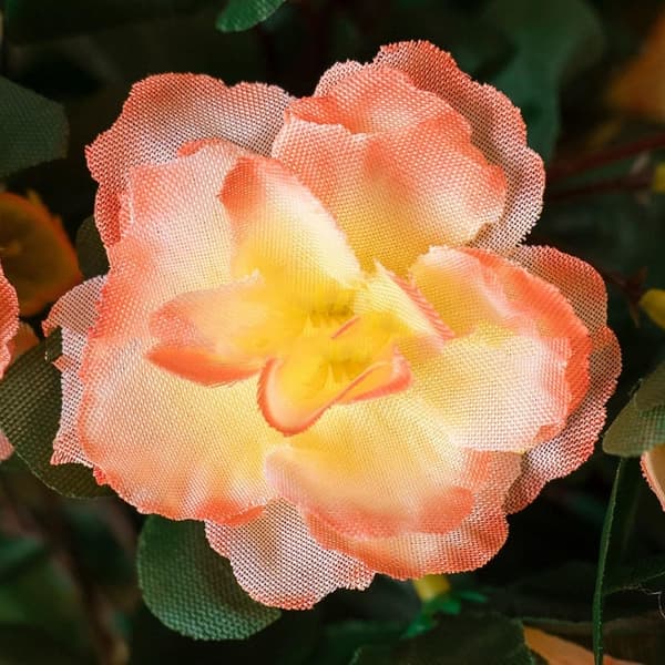 2-pak kunstig rododendron med pind - UV-resistent haveveranda - Orangerød Orange-red 2 Pack