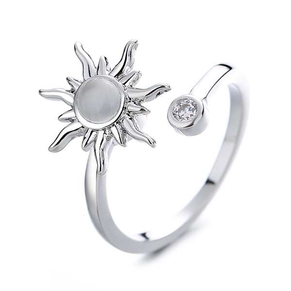 3 Fidget Anxiety Rings, Adjustable Ring Set, Stackable Silver