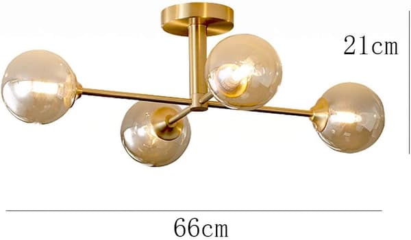 Modern Koppar Taklampa i Lantlig Stil - 4 Lampor Infälld Montering, Varmvit för Matsal Vardagsrum Restaurang Sovrum Warm light