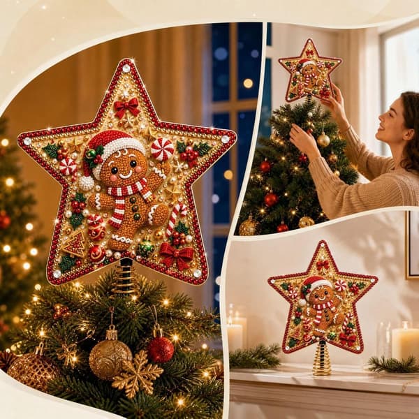 Julestjerne diamantmaling juletretopp – DIY for voksne, pepperkake Style 3