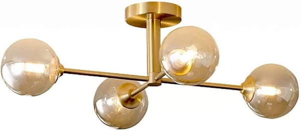 Modern Koppar Taklampa i Lantlig Stil - 4 Lampor Infälld Montering, Varmvit för Matsal Vardagsrum Restaurang Sovrum Warm light