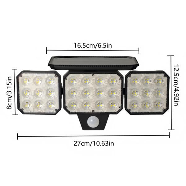 Solar Sikkerhedslys 2-pak - 120LED 3 Hoveder 3 Tilstande IP65 Bevægelsessensor 2 PCS