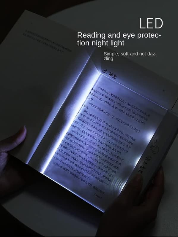 Clear LED Flat Reading Light, Panel Lamp Book Full Page Light for Reading in Bed at Night Battery Powered vit