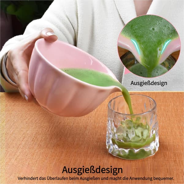 5-Piece Ceramic Matcha Tea Set – With Matcha Bowl & Matcha Whisk Pink