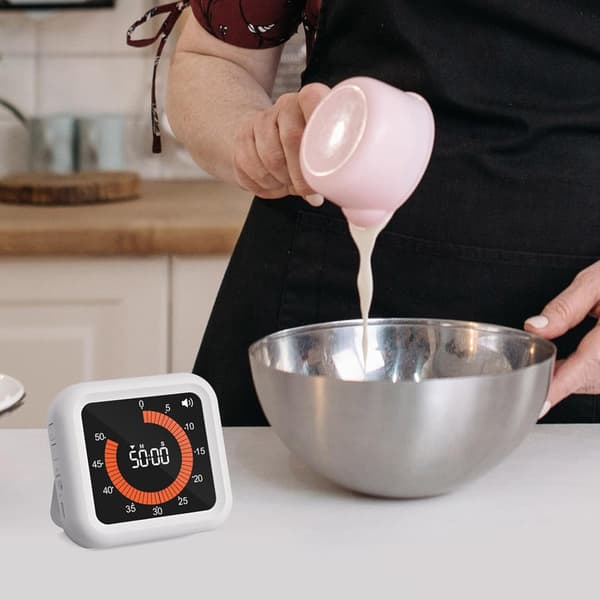 Visuell Timer - Oppladbar Timer med Magnet og Stativ, Justerbar Volum
