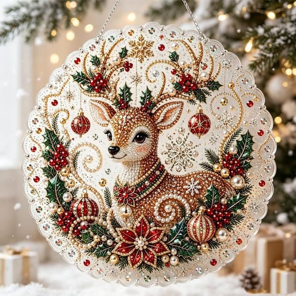 Jul 5D Diamantmaleri Sæt Stil6 - DIY Krystal Hængende Ornament Style 6