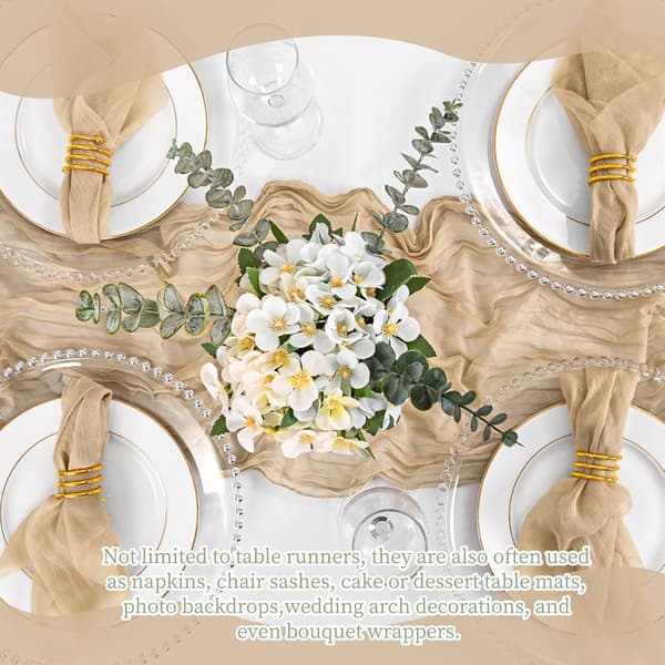 4-pack bordslöpare i muslin 43x274cm Champagne - Boho Rustik Bröllopsdekor Champagne