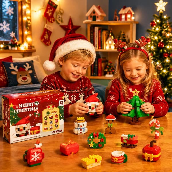 Adventskalender 2026 – 12 dagar mikroblock jul, barn 6+ Style-2
