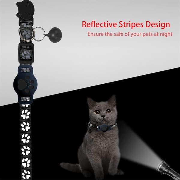 Pet Tracker, GPS Collar compatible with iOS, Apple Find My Tracker, Pet Tracker for Cat Tracker and Dog, Waterproof & Reflective Black B
