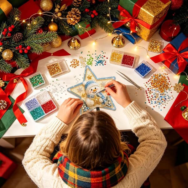 Juletrestjerne diamantmaling – DIY for voksne, snømann Style 5