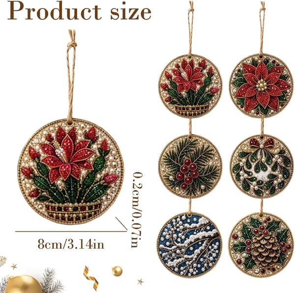 Christmas Bead Ornament 6-Pack DIY Diamond Art for Adults – Style 5 Style 5