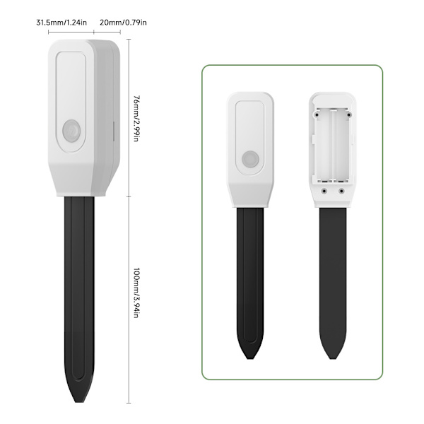 Tuya Zigbee Jordfugtigheds- og Temperatursensor - Smart Plantevandingsmonitor, App-advarsler til Haven - Hvid Version ZigBee