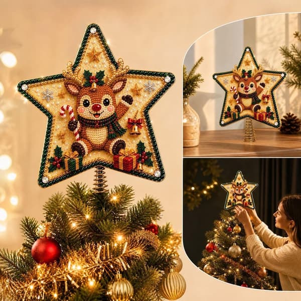 Juletræsstjerne diamantmaling – DIY til voksne, rensdyr Style 2