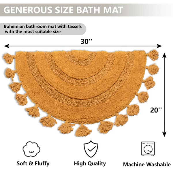 Orange Boho Halvcirkel Badrumsmatta - Bomull Virkad Halkfri 20x30 Tum Orange