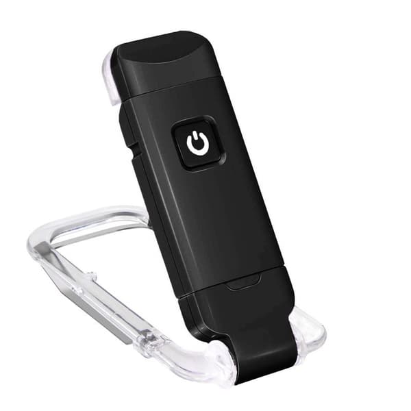 Portable USB Rechargeable LED Book Light with Clip for Bed Reading, Adjustable Brightness, Dimmable Bookmark Lamp svart