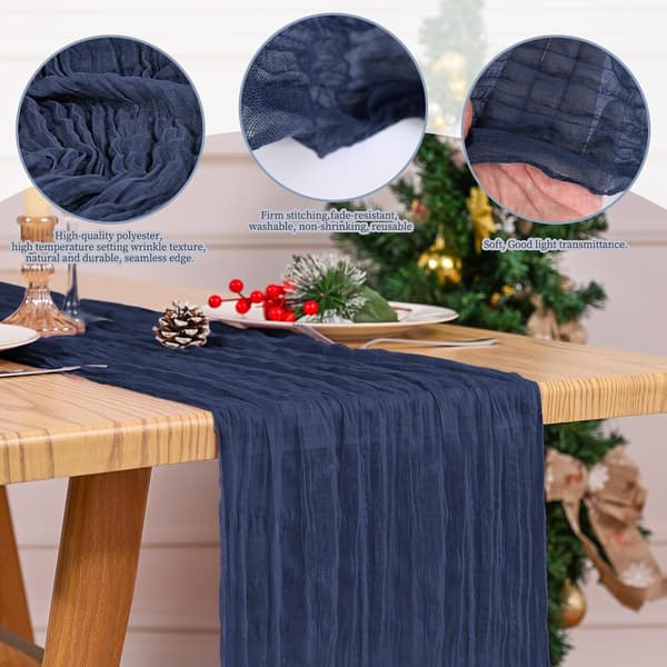 4-pak musselin bordløbere 17x108in Navy - Boho Rustik Bryllupsindretning Navy blue