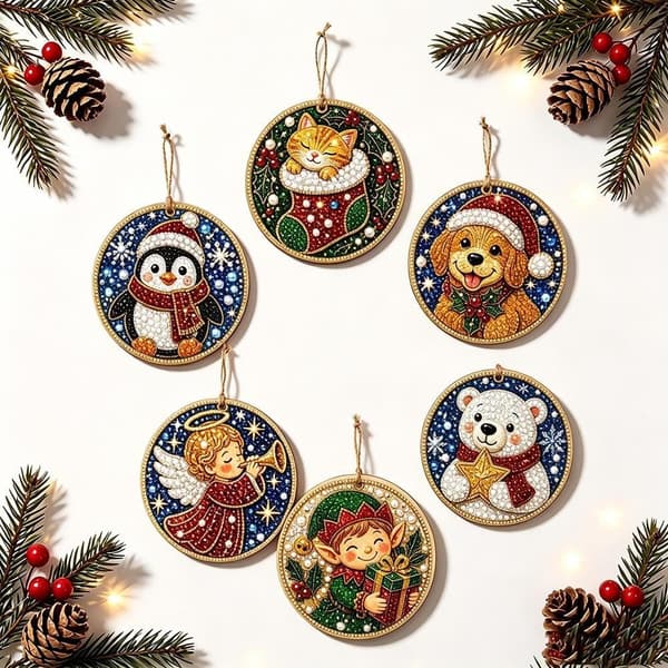 Christmas Bead Ornament 6-Pack DIY Diamond Art for Adults – Style 2 Style 2