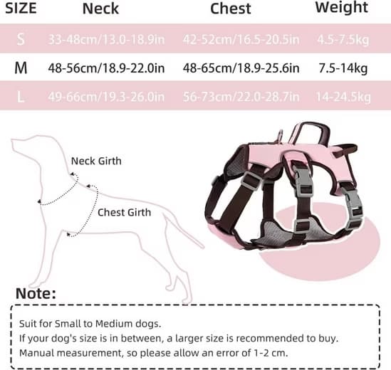 Justerbar Træksele til Hund – Sort, Rosa, Gul S/M/L Pink M