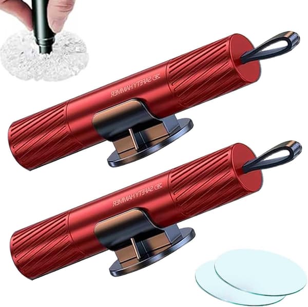 Nødhammer og Beltekutter for Bil - Sikkerhetshammer Edition Red 2pcs