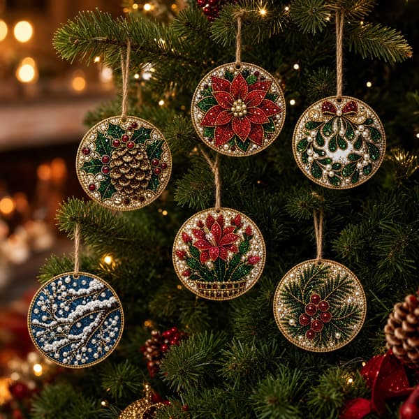Juleperlepynt 6-pak DIY diamantkunst voksne – stil 5 Style 5