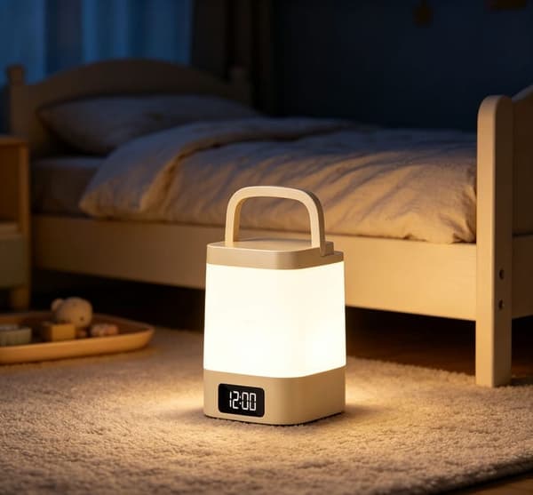 Kannettava LED-valo kellolla ja yövalolla - Ladattava kosketusohjaus Without remote control