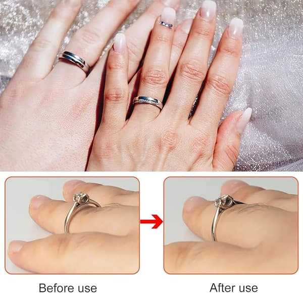 17-Piece Ring Size Adjuster - For Ring Size Adjustment, With 4 Spiral Lines & 8 Transparent Adjusters
