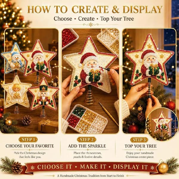 Juletræstop med diamantmaling – DIY til voksne, julemand Style 1