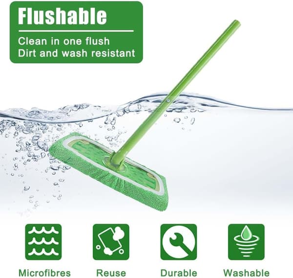 8-Pack Replacement Fabric Covers for Swiffer Mop – Reusable Mop Wipes for Dry & Wet Cleaning