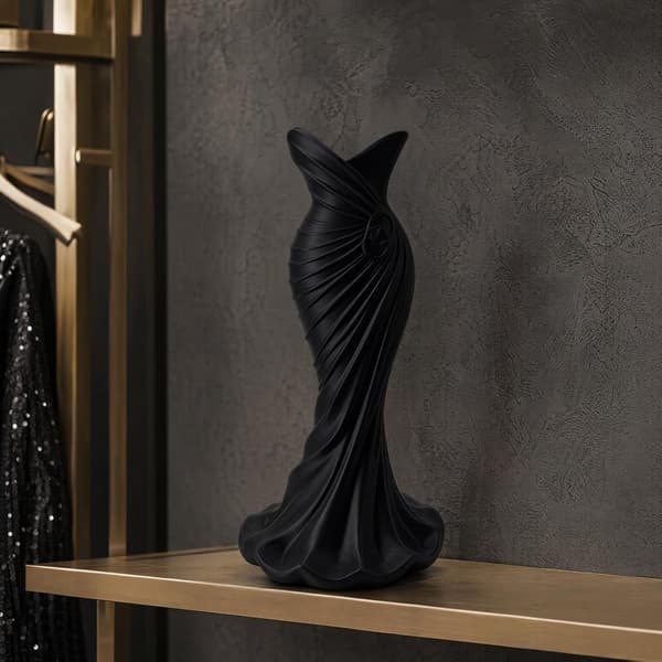 3D Skulpturel Kjolevase - Minimalistisk Entréindretning Sort Black