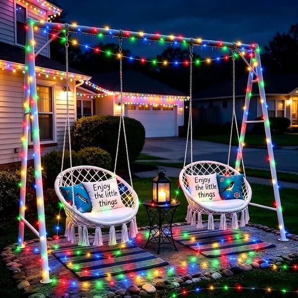 20M LED-ljusslinga 2-pack - Timer Flerfärgad Uppladdningsbar för Jul Bröllopsfest Multicolor 2 PC-20 meters