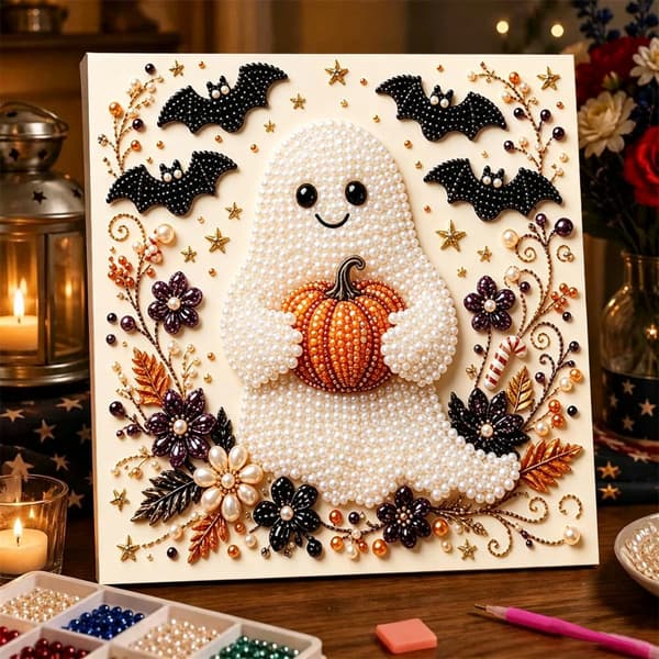 Diamantmaling DIY spøgelse sød, 3D-perler – 30x40cm, hobby Color-1 30*40cm