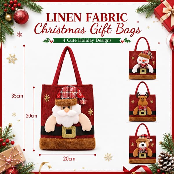 3D Christmas Gift Bag 20x35cm 4-pack – reusable gift bag Style 5