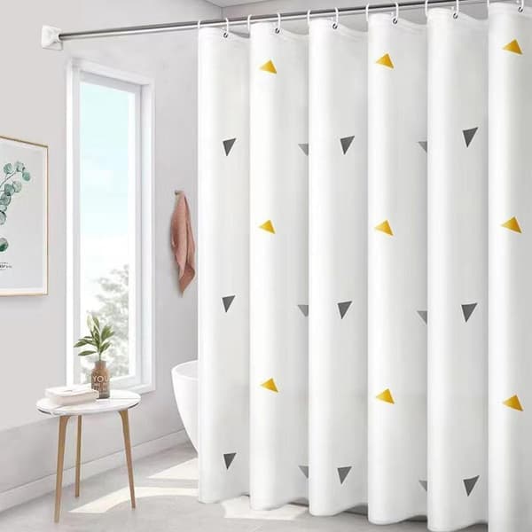 Triangel Duschdraperi 180x200cm - Vattentät Polyester 12 Krokar Style 1