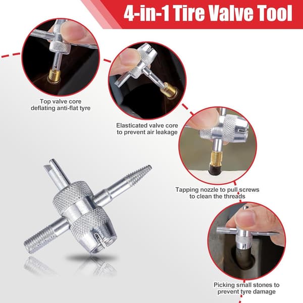 Quick Change Tool Kit for Tire Valves Valve Stem Tire Valve Stem for TR413 Valve Replacement and Installation D