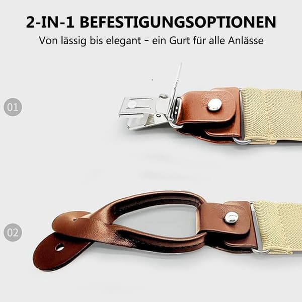 Men's Elastic Suspenders 3.5 cm – Y-shaped with Button & Clip, Adjustable Retro Style