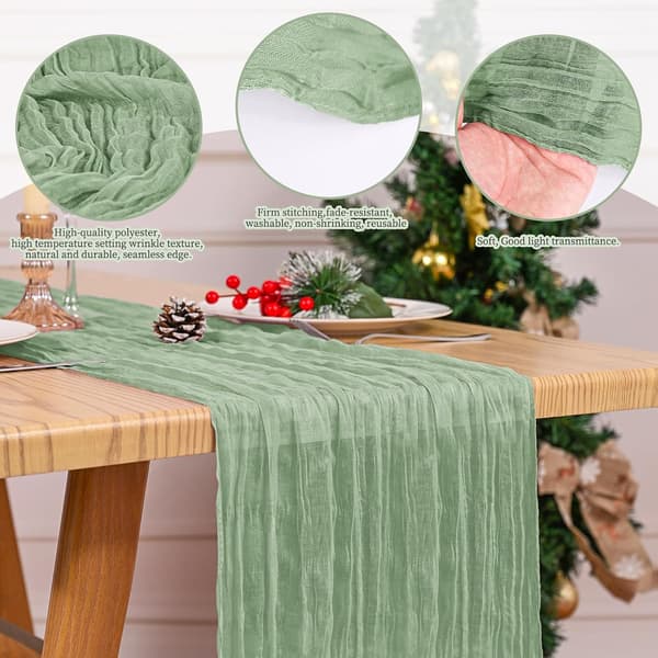 4-pack bordslöpare i muslin 17x108 tum Ljusgrön - Boho Rustik Bröllopsdekoration Light green