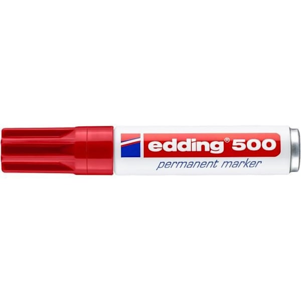 Permanent Marker - edding - 500 - Förpackning med 10 - Röd - Sned spets - Vattenfast Röd