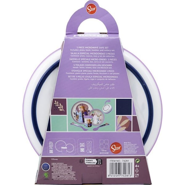 Tataway Bordservice Disney 5 dele plastik lilla/hvid Frost Elsa Anna Olaf tallerkener/bestik glas
