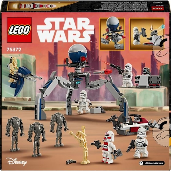 LEGO® 75372 Star Wars -kloonisotilaat ja taisteludroidit -taistelupaketti, lelu pikapyörällä ja minihahmolla Flerfärgad