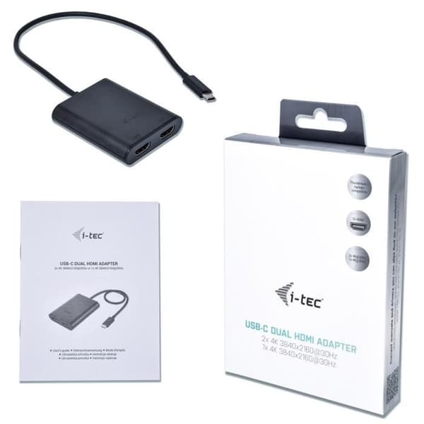 Videoadapteri - I-TEC - USB-C 2x HDMI - 4K Ultra HD - 30Hz - Yhteensopiva Thunderbolt 3
