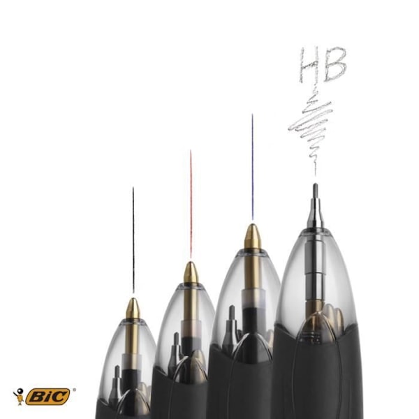 BIC 4 Väriä 3+1 HB Kynä ja Lyijykynä - Pakkaus 1 + 12 0,7 mm HB Lyijyä Multifunktion