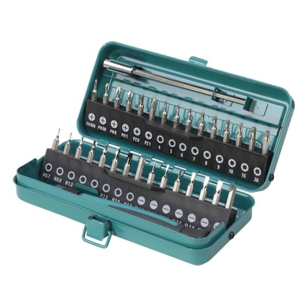 Precisionsskruvmejselbitset - wolfcraft - Handskruvmejsel och förlängning - 28 mm bits - 32 delar - 1389000 Grå, svart och grön