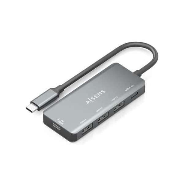 USB-hubi - AISENS - A109-0945 - 1xUSB-C PD 100W - 1xUSB-C USB3.0 - 3xUSB-A USB2.0 - Harmaa