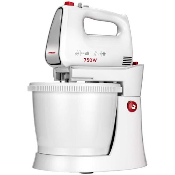 Leivontasekoitin, jossa pyörivä kulho 3 L, 5 nopeutta + Turbo MPM MMR-20Z 750W Valkoinen 13934