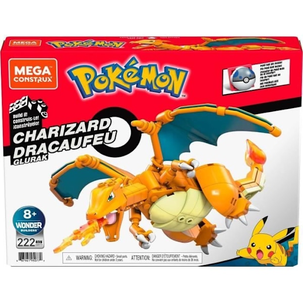 Mega Construx - Pokemon Charizard att bygga - Byggstenar - Från 8 år GWY77 Flerfärgad