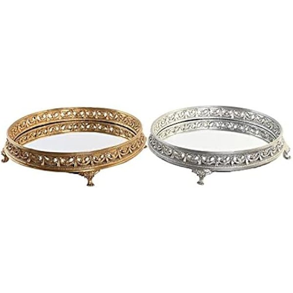 Välipalatarjotin - DKD HOME DECOR - Vakio - Kullan ja hopean väri - Hartsi ja peili - 38,5 x 38,5 x 8 cm Guld